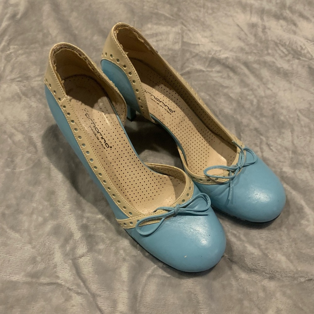 Blue and Cream Vintage Fornarina Shoes